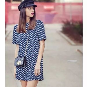 NWOT ZARA Geometric Pattern Mod Shift Retro Dress